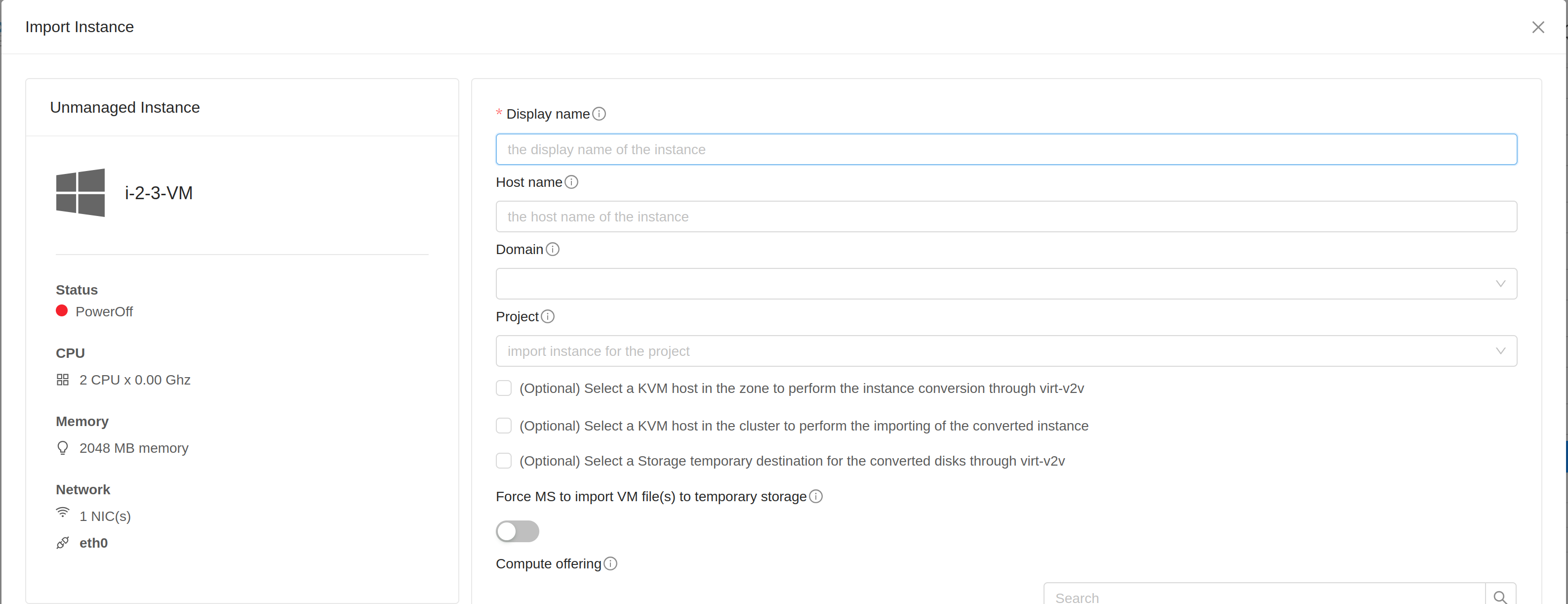 Import VMware Virtual Machines into KVM Options.